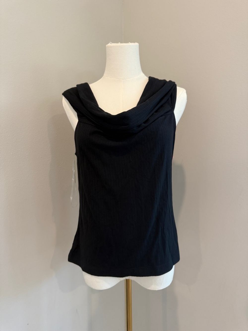 SPANX Black Draped Cowl Neck Tank